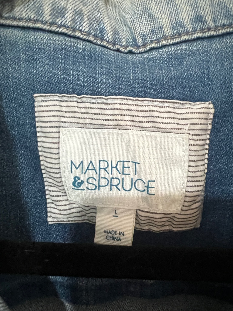 Market & Spruce Faded Light Blue Denim Jacket Size Large Worn Once Euc — image 3 of 8